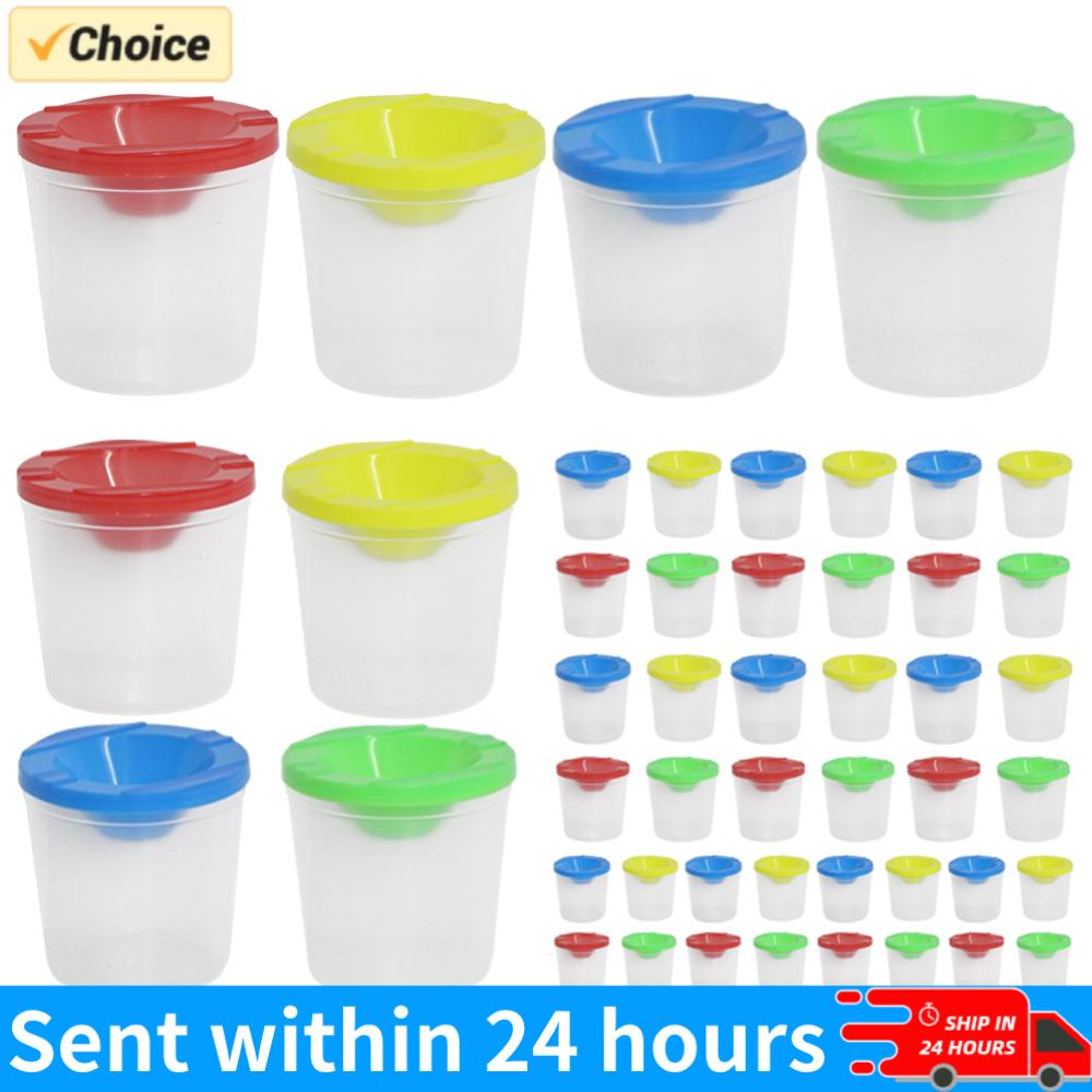 Art Craft Cup - Auslaufsichere Farbbecher mit farbigen Deckeln, Pinselreinigungsbecher,