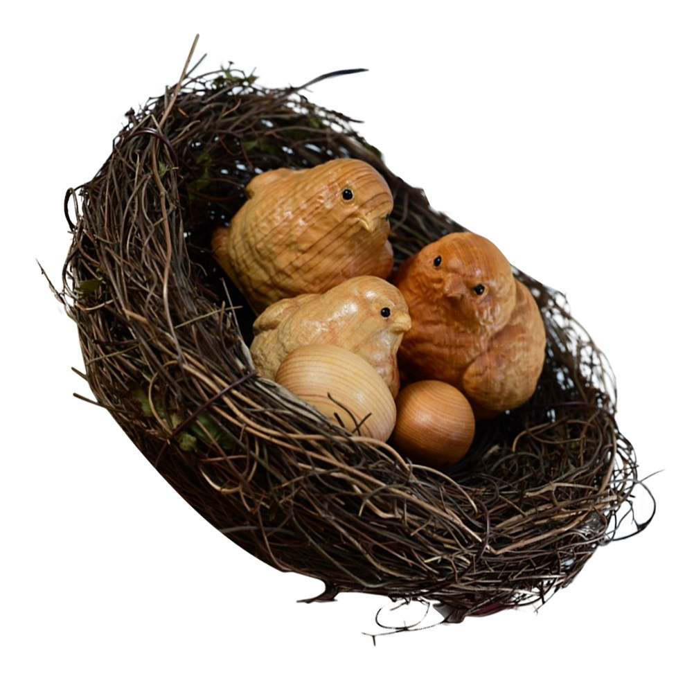 Art Craft Idea - 1 Set Kleine Küken-Skulptur aus Naturholz,