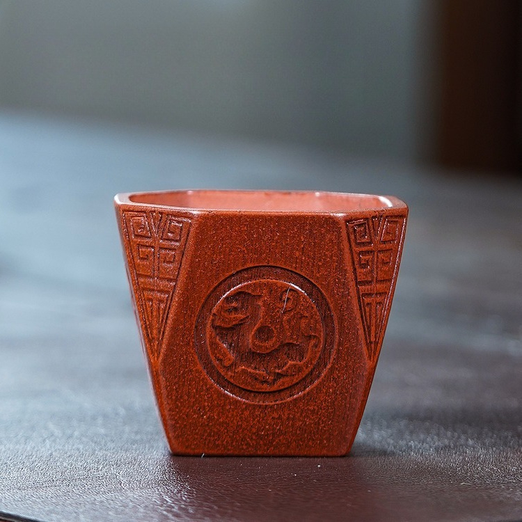 Art Craft Cup - Yixing Zisha Handgefertigtes Pfirsich-Keramik-Teeservice mit acht